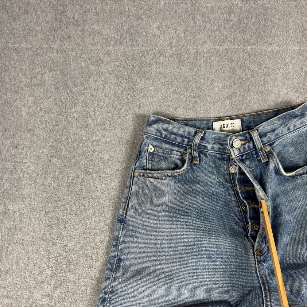 AGOLDE‎ Jeans 90's High Rise Pinch Waist Straight Button Fly 24 Raw Hem 26" - Picture 5 of 13